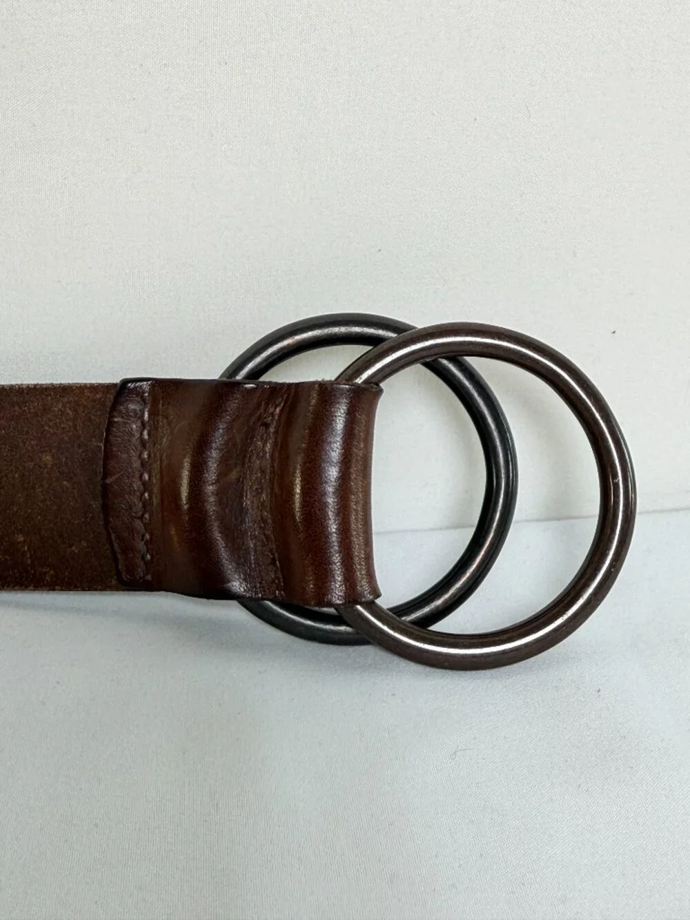 Vintage GAP Brown Leather Double O Ring Belt Medium